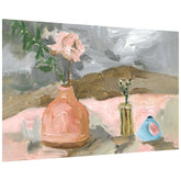 "Rustic Still Life I" Vase&Flower Frameless Free Floating Reverse Printed Tempered Art Glass Wall Art